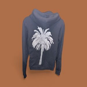 American apparel black Hoodie with Silver metallic Palm Tree Design, size M
